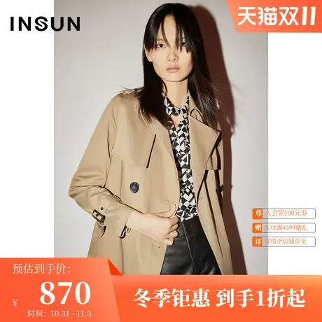 恩裳COVER春秋季三防抗皱面料轻盈透气双排扣风衣外套女图片