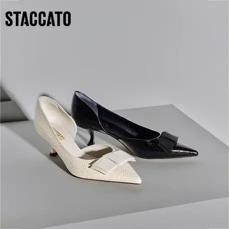 思加图新款奥黛丽的酒法式尖头中跟高跟鞋单鞋女EDK44CQ3图片