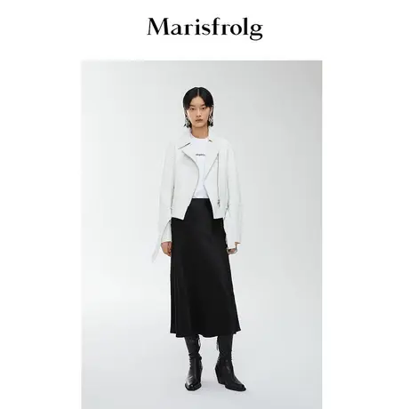 【商场同款】玛丝菲尔春新款100%醋纤黑色A字半身裙长款裙子商品大图