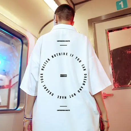 国潮中性风翻领字母polo衫男大码宽松潮牌oversize半袖情侣装夏季商品大图