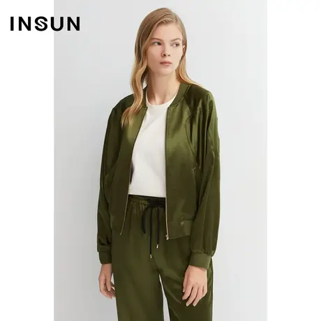 INSUN恩裳春季装醋酸光泽感夹克外套图片