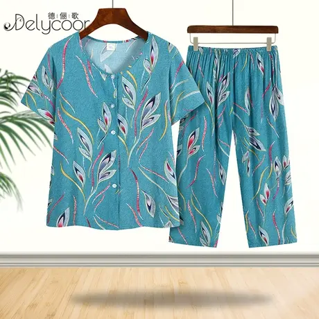 妈妈装2023夏季新款女棉绸套装中老年人时尚短袖衬衫奶奶夏天衣服商品大图