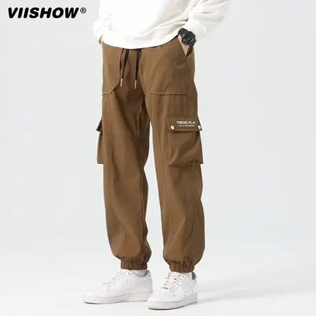 VIISHOW工装裤男港风宽松百搭束脚裤ins机能潮流时尚大码休闲裤子图片