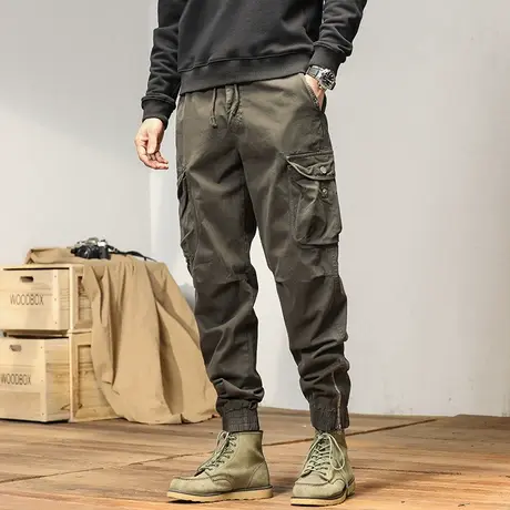 裤子男款夏季百搭工装裤时尚潮流裤子纯色休闲长裤男夏薄款工装裤商品大图