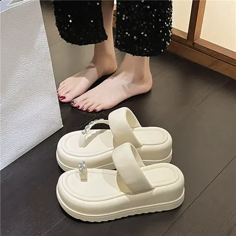2024新款厚底水钻夹脚凉拖鞋女夏季外穿时尚舒适轻便套趾人字拖鞋商品大图