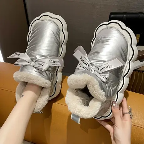 外穿棉拖鞋女冬季2023年新款包跟防滑厚底雪地靴加绒加厚保暖棉鞋商品大图