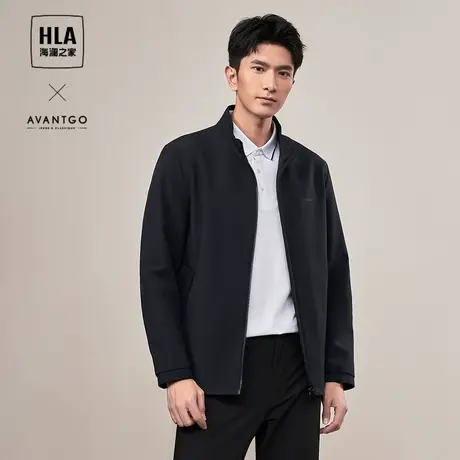 HLA/海澜之家轻商务经典系列夹克男24春夏新款纯色印花弹力外套男图片