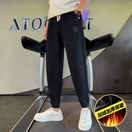 潮牌加绒休闲裤男冬季2023新款韩版宽松百搭青年加厚束脚运动卫裤商品大图