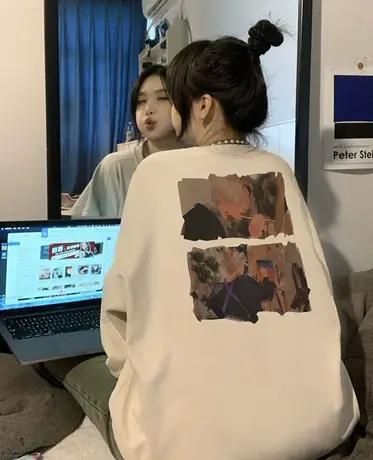 oversize设计感卫衣女春秋薄款宽松ins潮牌chic港风美式复古上衣图片