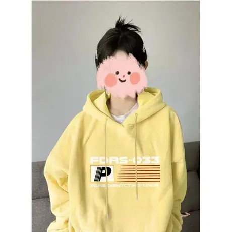 美式复古字母印花连帽卫衣女春秋薄款宽松慵懒风上衣秋冬加绒外套图片