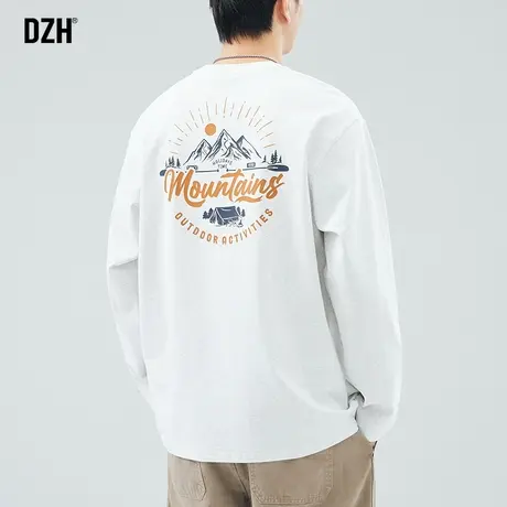 男士长袖白t恤男打底衫纯棉圆领春季内搭宽松上衣2024新款情侣装商品大图