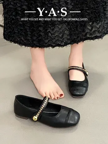 法式复古玛丽珍单鞋女浅口2024新款春秋鞋子方头平底鞋气质晚晚鞋商品大图
