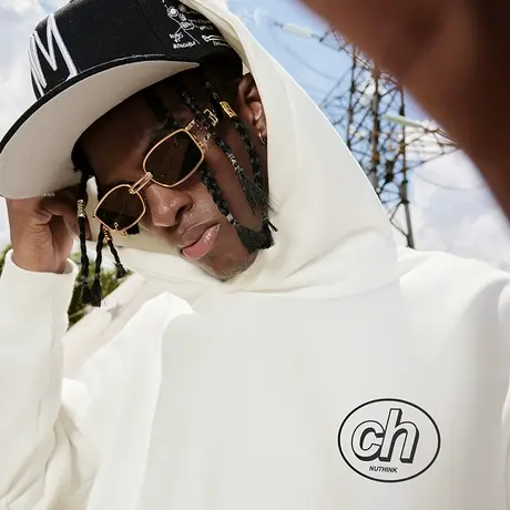 Nuthink美式国潮连帽卫衣潮牌男潮高街潮流简约大码情侣帽衫外套商品大图