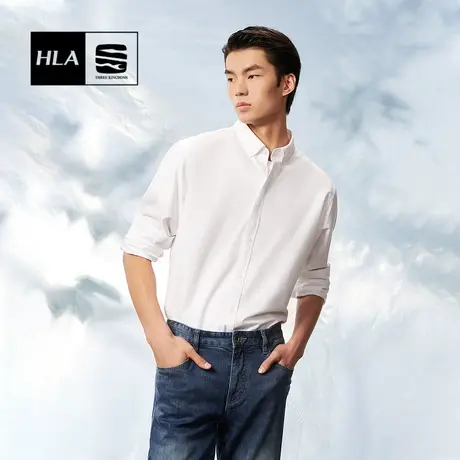 HLA/海澜之家舒适牛津纺2022春季新品生活系列多色长袖衬衣衬现在图片