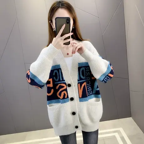 毛衣开衫女外套宽松韩版百搭洋气秋装2023年新款女上衣针织衫外搭图片