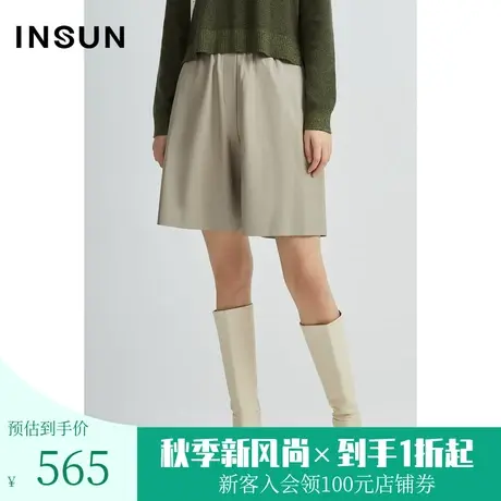 恩裳商场同款冬季都市摩登时尚纯色直筒宽松女士皮裤商品大图