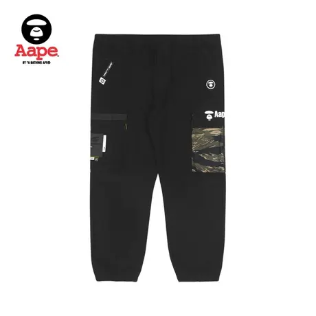 Aape旗舰店男装秋款猿颜章山系印花拼接迷彩束脚潮流长裤6828XXI商品大图