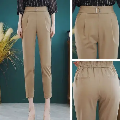 裤子女2023年新款九分直筒哈伦裤夏季小个子显高显瘦修身休闲西裤图片