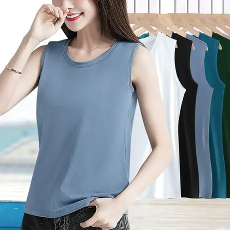 纯棉坎无袖宽肩带小背心女夏外穿大码内搭吊带宽松t恤上衣打底衫图片