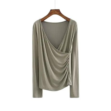 春秋新款低领纯棉修身显瘦上衣体恤长袖打底内搭韩版纯色女装T恤图片