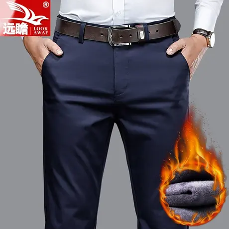 冬季加绒加厚休闲裤男士直筒保暖长裤2023新款宽松西裤秋冬款裤子商品大图