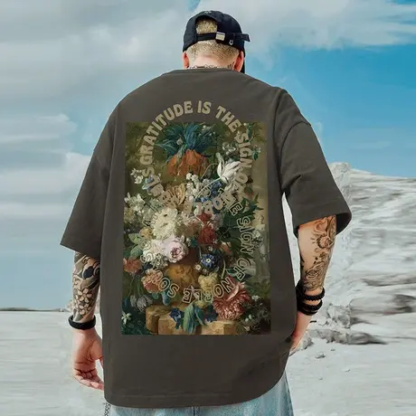 摩严oversize美式潮牌胖子男装加肥加大码宽松短袖T恤半袖夏潮流商品大图