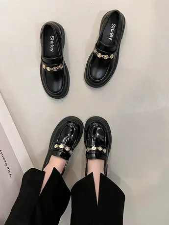 小皮鞋女厚底2024春季新款法式小众英伦复古黑色增高玛丽珍乐福鞋商品大图