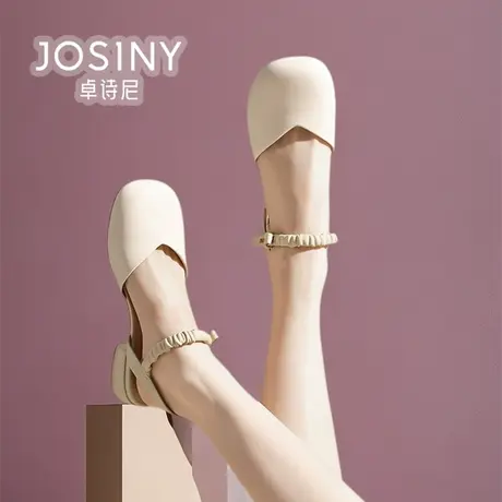 卓诗尼女鞋2024夏款新款包头凉鞋女一字扣高跟商场同款4J1A30542图片