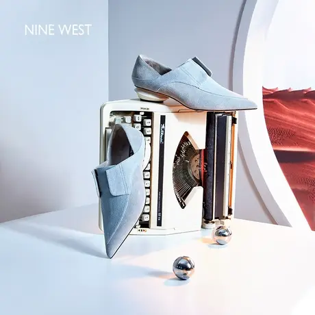Nine West/玖熙气质丹宁春季新款优雅尖头单鞋小众飞碟跟中跟鞋女图片