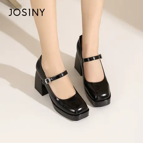 Josiny/卓诗尼玛丽珍女鞋2023夏秋新款时尚配裙子气质高跟鞋单鞋商品大图