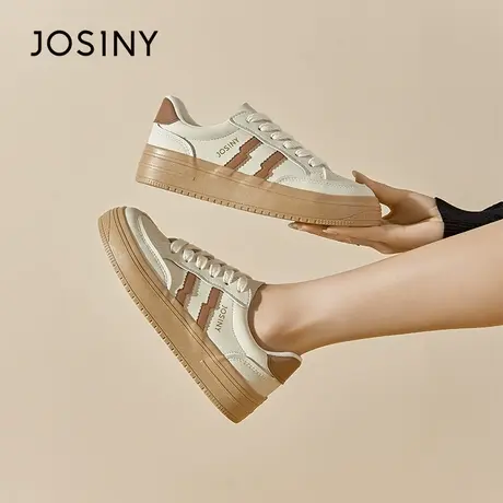 Josiny/卓诗尼平底单鞋2023秋季新款复古潮流百搭厚底增高板鞋子商品大图