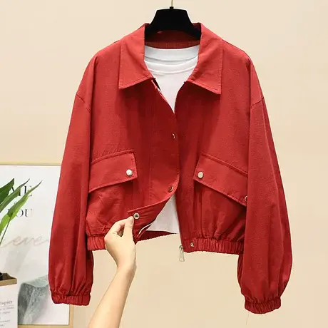 工装外套女薄款2023秋季新款韩版宽松百搭ins时尚短款夹克上衣潮商品大图