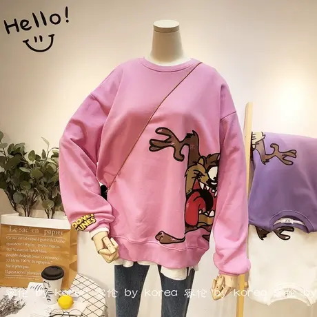 chic慵懒休闲卫衣韩国东大门2020秋季潮原宿风港风宽松BF卫衣显瘦图片