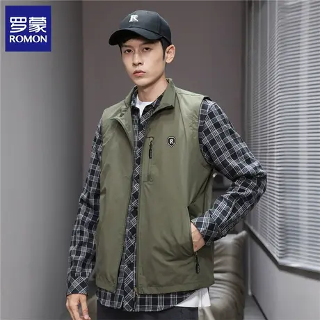 【防风面料】罗蒙男士立领马甲外套舒适潮流时尚马甲夹克男商品大图