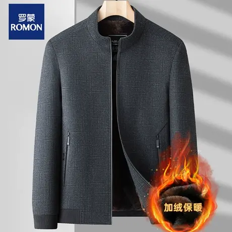罗蒙爸爸秋冬装外套加绒加厚新款中年男士保暖夹克中老年男装上衣图片