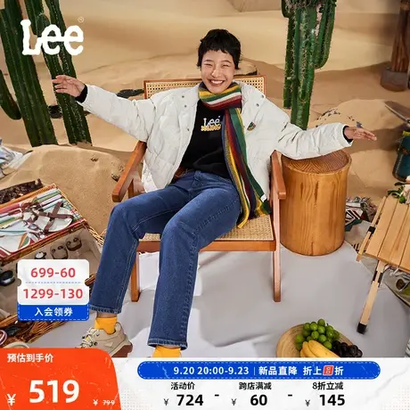 【预售】LeeXLINE23秋冬新品422标准中蓝色保暖女士牛仔长裤显瘦商品大图