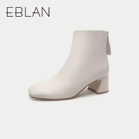 伊伴秋冬2022女鞋简约纯色瘦瘦女靴法式优雅时装靴短靴裸靴皮靴女图片