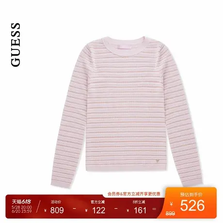 GUESS25年新款春季女士百搭条纹休闲打底针织上衣-W5GR14Z3MS0商品大图