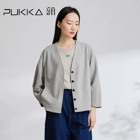 蒲PUKKA 2023秋季新款极简肌理针织开衫女宽松休闲V领长袖外套图片
