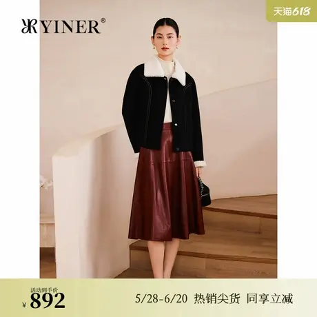 【100%美丽诺羊毛】YINER音儿专选2025春季新款法式撞色翻领外套图片