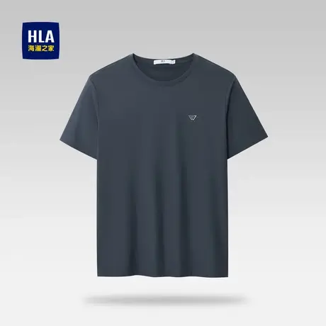 HLA/海澜之家时尚舒适短袖T恤春夏透气耐穿弹力圆领高周波短t男商品大图