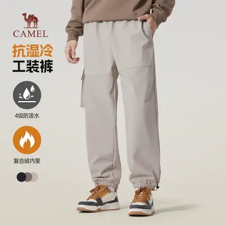 骆驼男装工装裤男2025新款冬季加绒保暖宽松束脚防泼水休闲长裤子商品大图
