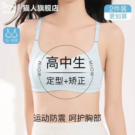 猫人少女内衣高中学生青春发育期定型矫正胸型运动防震薄款文胸罩商品大图