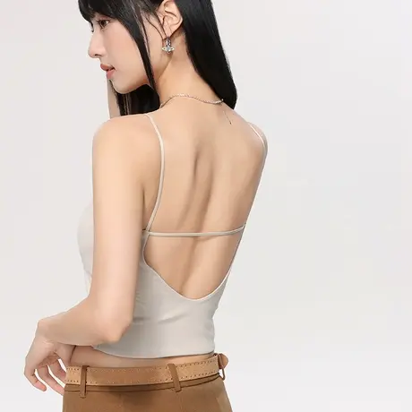 凉感背心一体式春夏冰丝吊带胸垫美背内搭打底衫外穿女士显瘦上衣商品大图