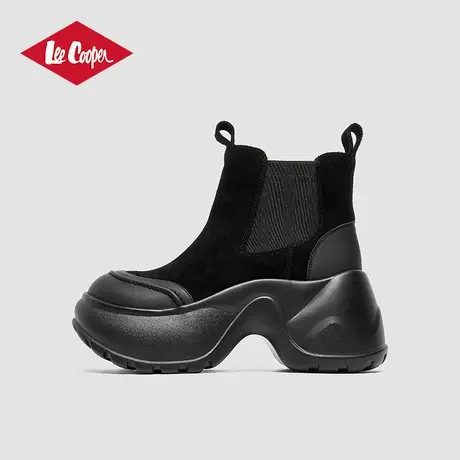 Lee Cooper24冬季新款切尔西靴女小个子厚底松糕高跟加绒棉靴短靴商品大图