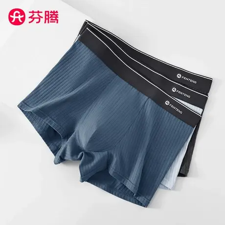 芬腾内裤男士纯棉透气7A抗菌裆平角裤青年男款运动薄款四角短裤头商品大图
