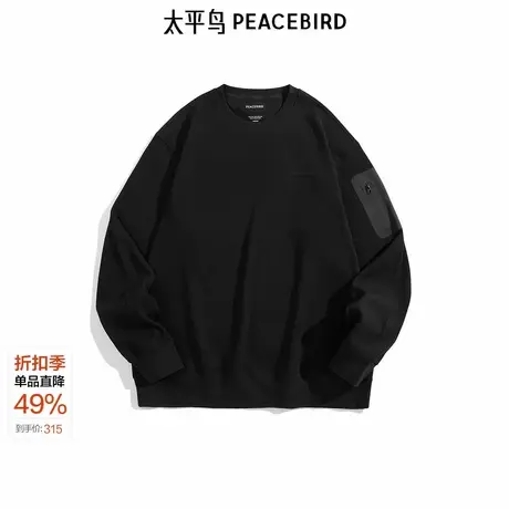 【商场同款】太平鸟男装重磅刺绣卫衣提花宽松休闲卫衣B2CRE4497商品大图