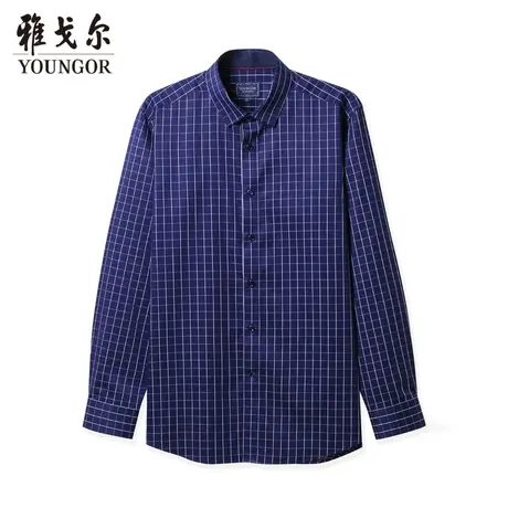 雅戈尔奥莱 商场同款男士长袖衬衫秋季新款商务休闲棉质衬衣男商品大图