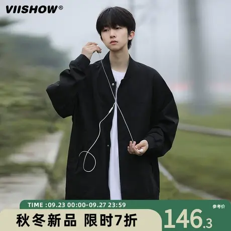 VIISHOW外套男春秋季日系复古休闲工装宽松潮牌飞行员夹克棒球服商品大图