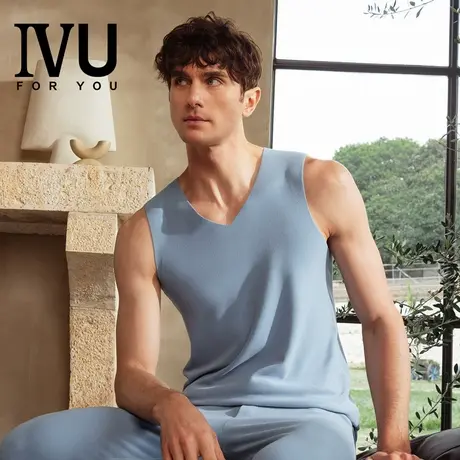 安莉芳官方奥莱IVU简约基础商务休闲双面绒无痕V领男士打底背心商品大图